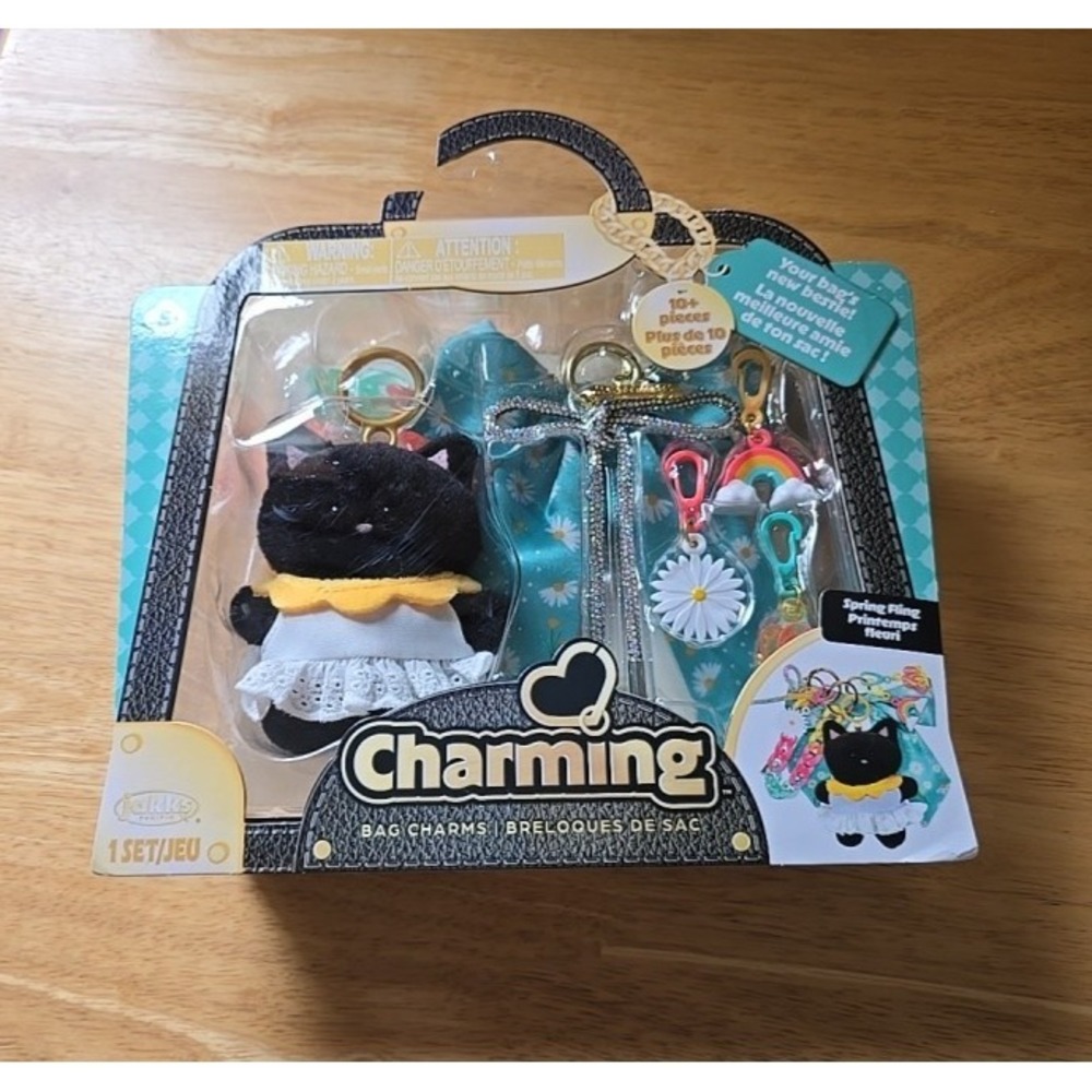 Charming Bag Charms Black Cat Rainbow Daisy Jack Pacific Cute Kawaii Set NIB